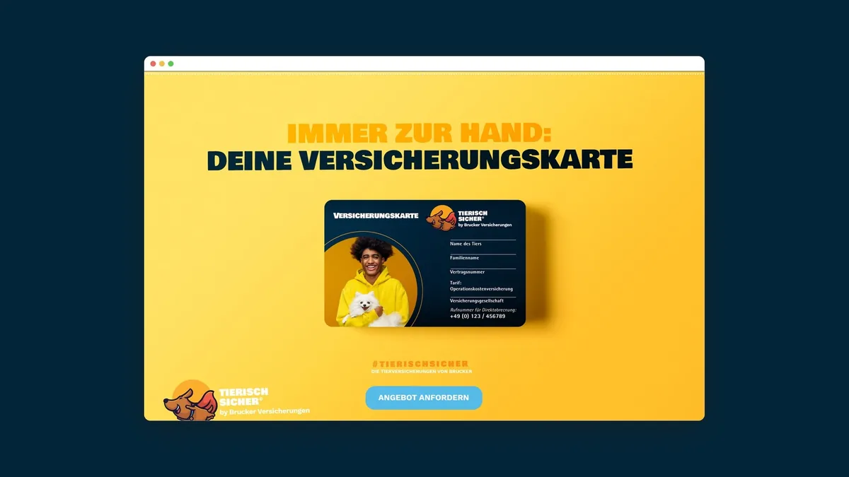 Landing Page, Abschnitt Immer zur Hand: Deine Versicherungskarte mit Karte und Button
