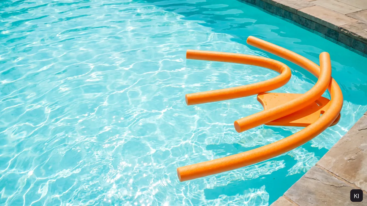 Visualisierung: orange Schwimmnudeln auf türkisem Wasser