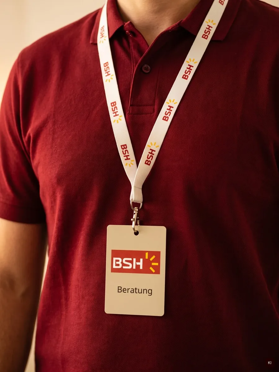 Visualisierung: Lanyard mit BSH-Logo und Namensschild Beratung