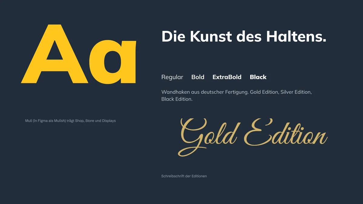 Typografie: Muli als Hausschrift, Schreibschrift der Editionen
