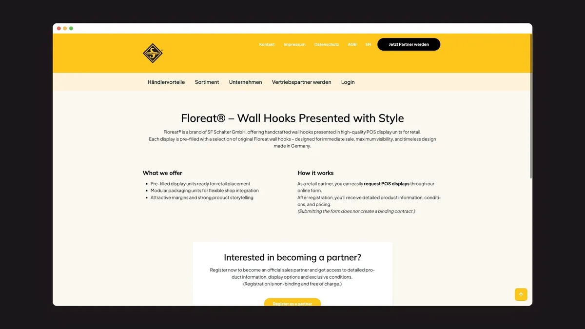 Englische Fassung von floreat.business: Wall Hooks Presented with Style