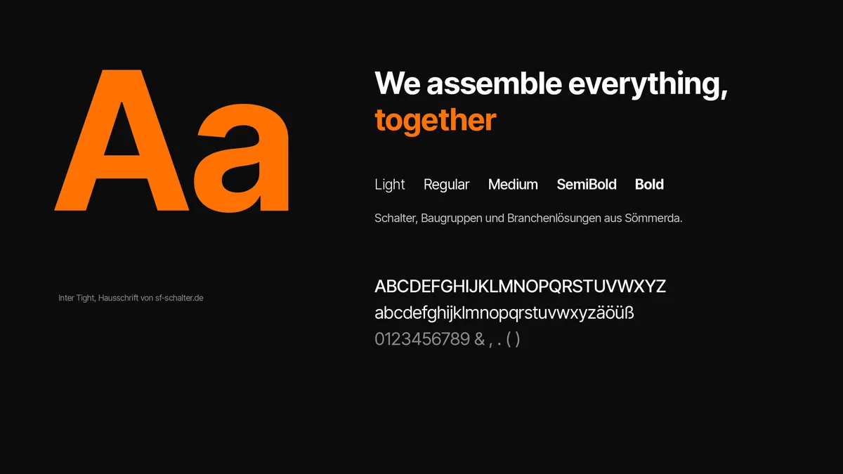 Typografie: Inter Tight, Hausschrift von sf-schalter.de