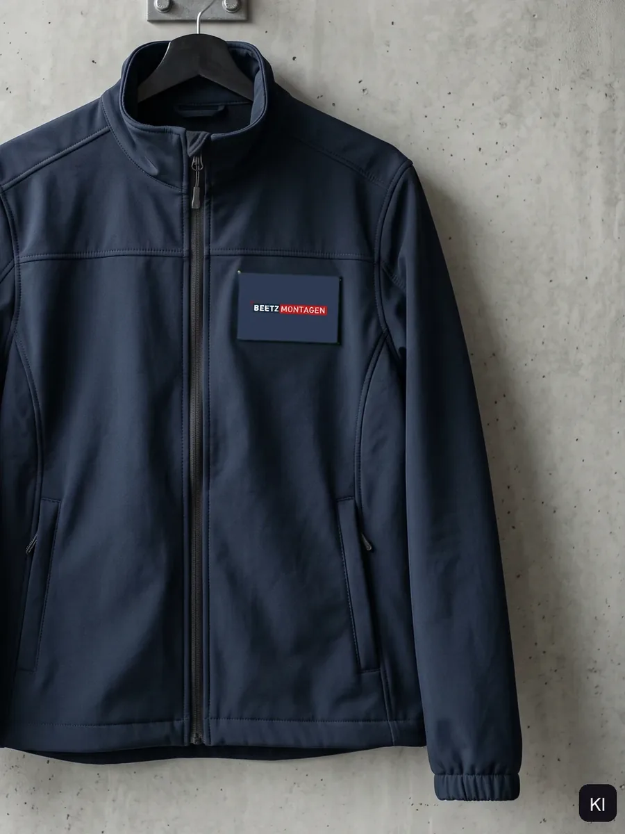 KI-Bild: dunkelblaue Arbeitsjacke mit der Wortmarke BEETZ Montagen an der Brust, Ausblick