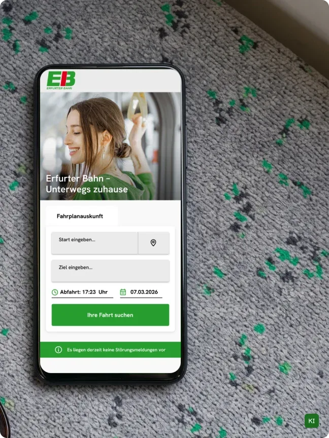 Mobile Website auf dem Smartphone im Zug