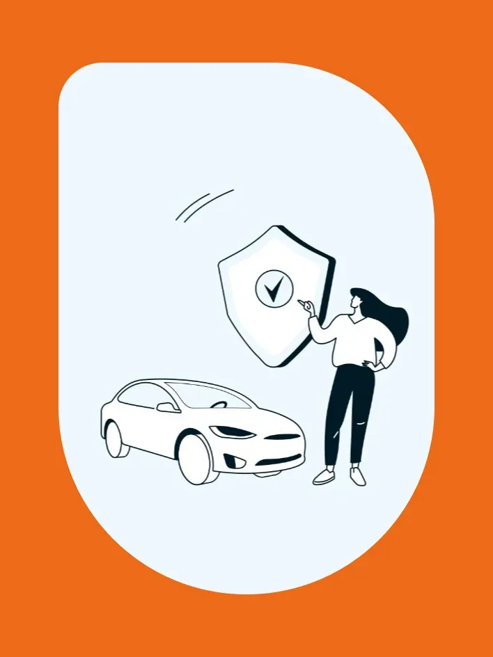Illustration Kfz-Versicherung in Kieselform auf Orange