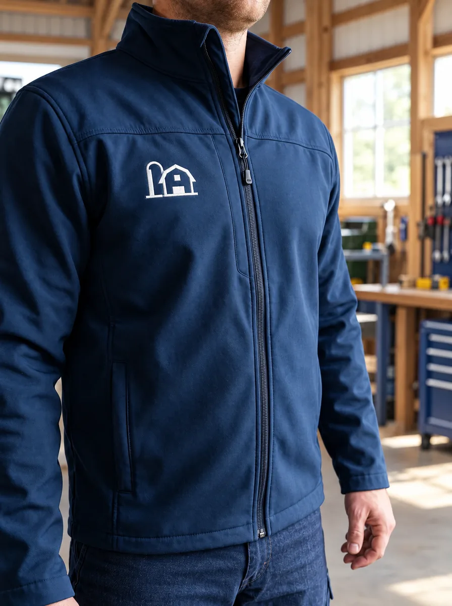Arbeitsjacke mit gestickter Bildmarke (KI-Szene, gekennzeichnet)