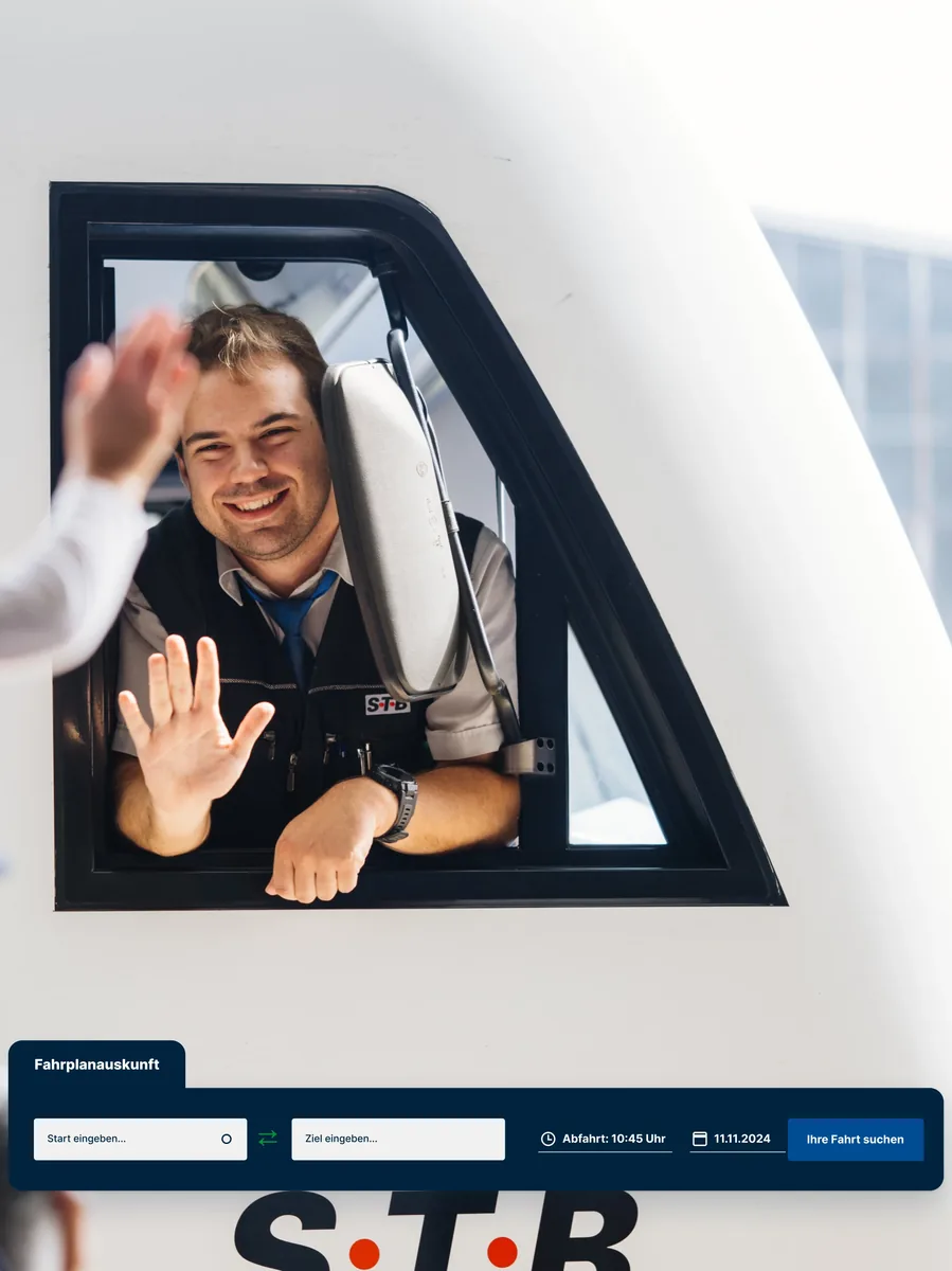 Header-Motiv Triebfahrzeugführer mit Liniencards