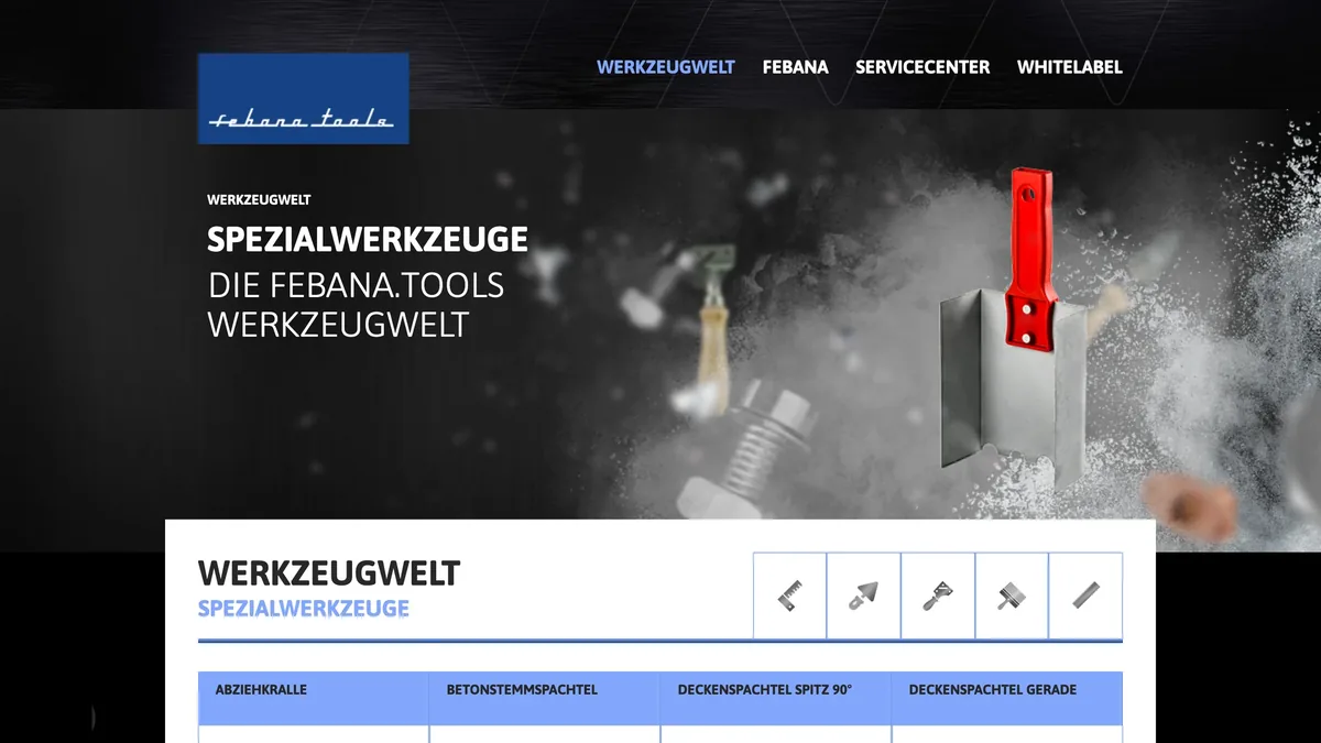 Werkzeugwelt Spezialwerkzeuge: Kelle mit rotem Griff im Pulverstaub