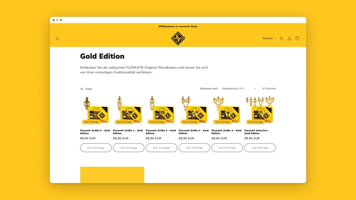 Kollektionsseite der Gold Edition im FLOREAT-Shop