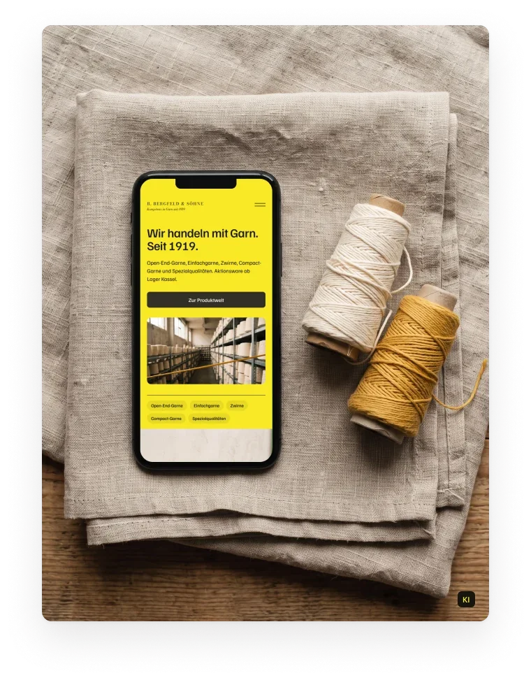 Mobile Website auf dem Smartphone auf Leinen