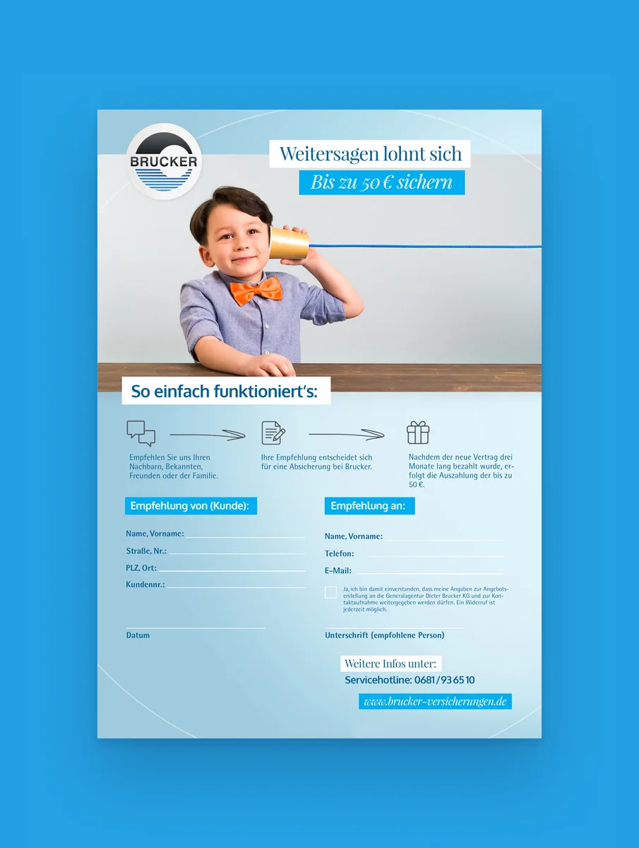 Flyer Kunden werben Kunden im Brucker-Design