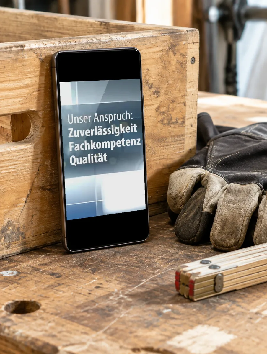 KI-Mockup: Smartphone mit dem Imagespot auf einer Werkbank