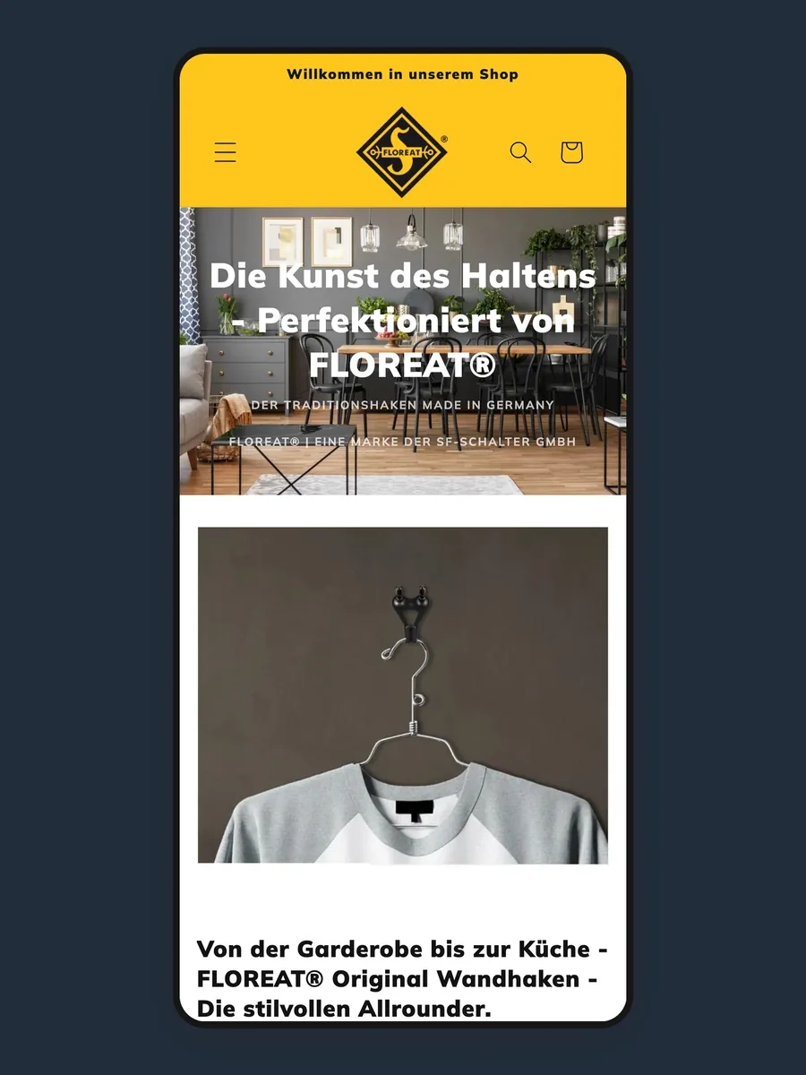 Startseite des FLOREAT-Shops auf dem Smartphone