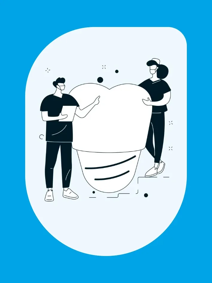 Illustration Zahnzusatzversicherung in Kieselform auf Blau
