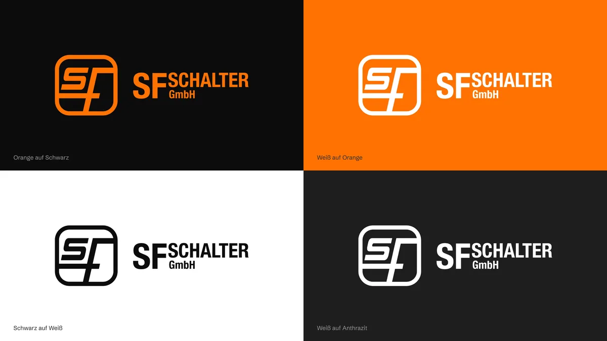 SF-Schalter-Logo in vier Farbstellungen