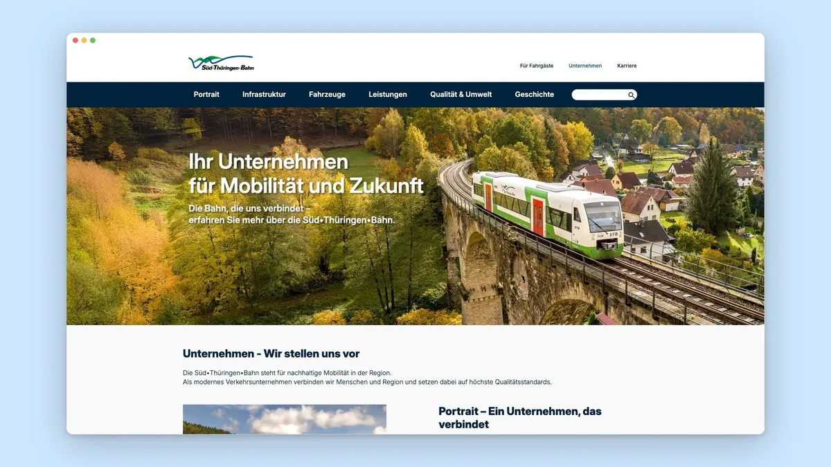 Unternehmensseite im Browserfenster