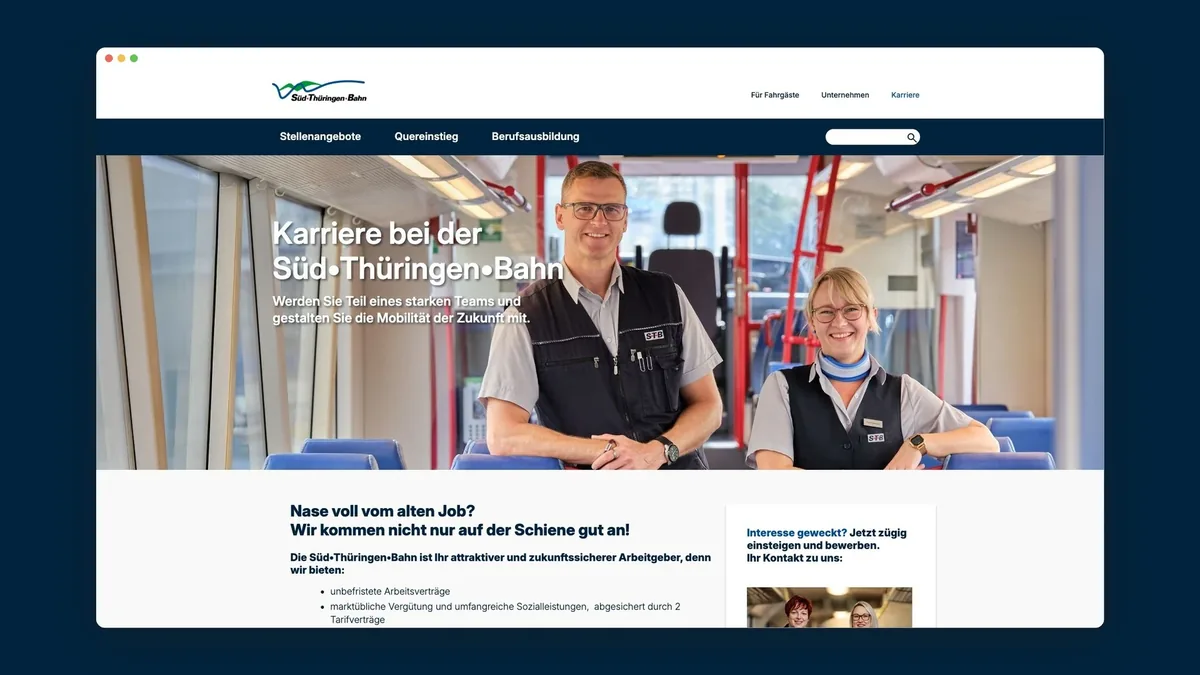 Karriereseite im Browserfenster
