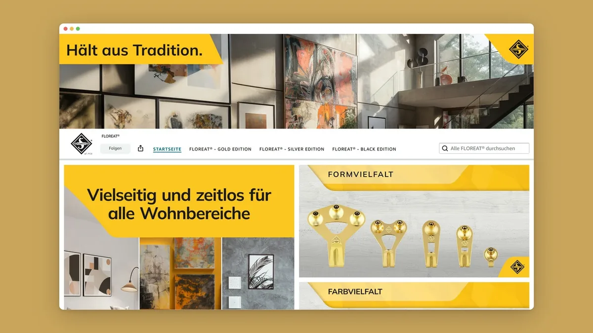 Startseite des FLOREAT Amazon Brand Store mit dem Banner Hält aus Tradition