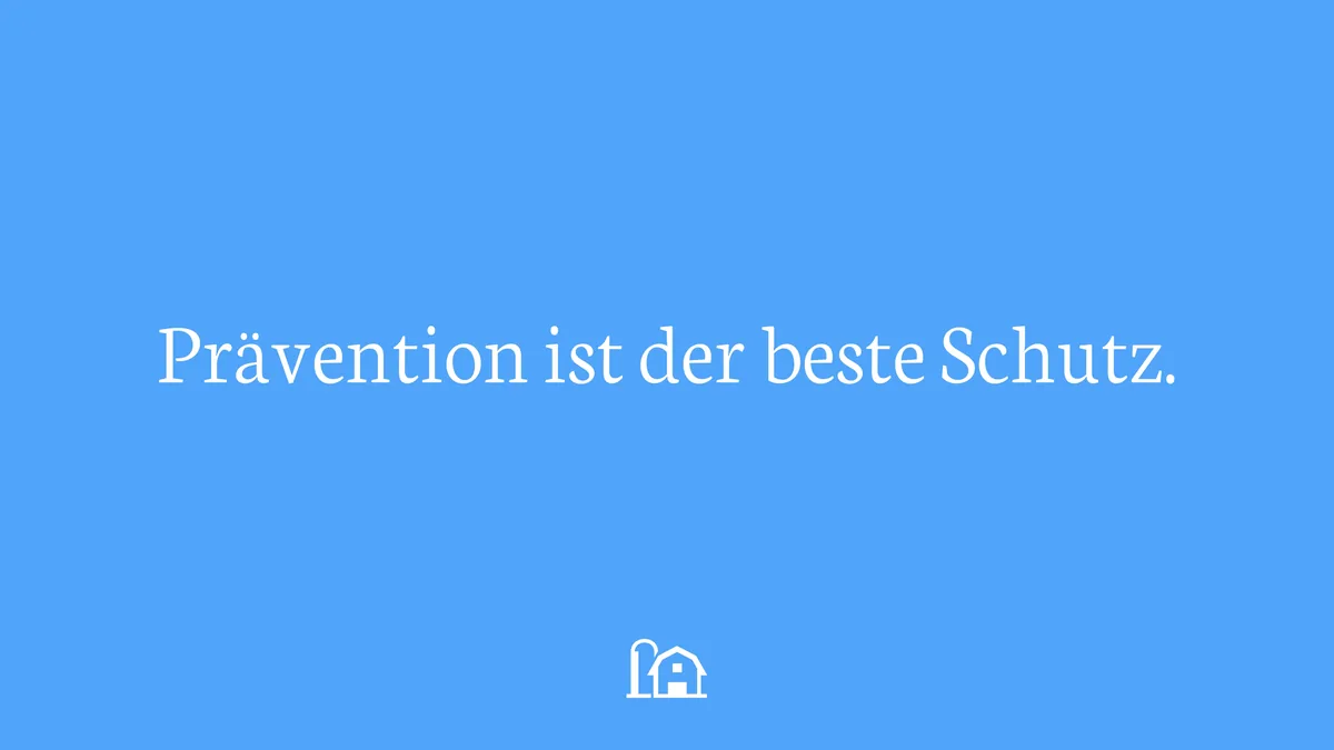 Typografie-Motiv: Prävention ist der beste Schutz. in Neuton auf Secondary Blau