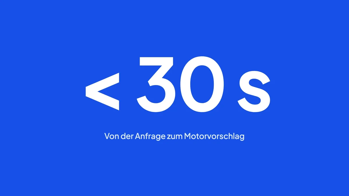 Kennzahl kleiner als 30 Sekunden von der Anfrage zum Motorvorschlag
